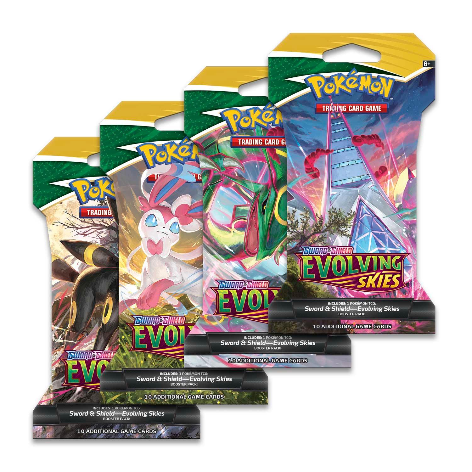 Pokémon TCG SWSH07: Evolving Skies Sleeved Booster Pack Art Bundle [Set of 4] - n4ytcg